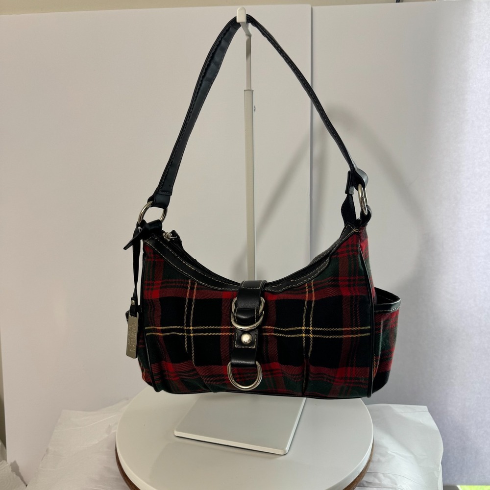 Vintage Y2K Tartan Plaid Preppy Dark Academia Rory Gilmore Shoulder Handbag - Picture 7 of 13